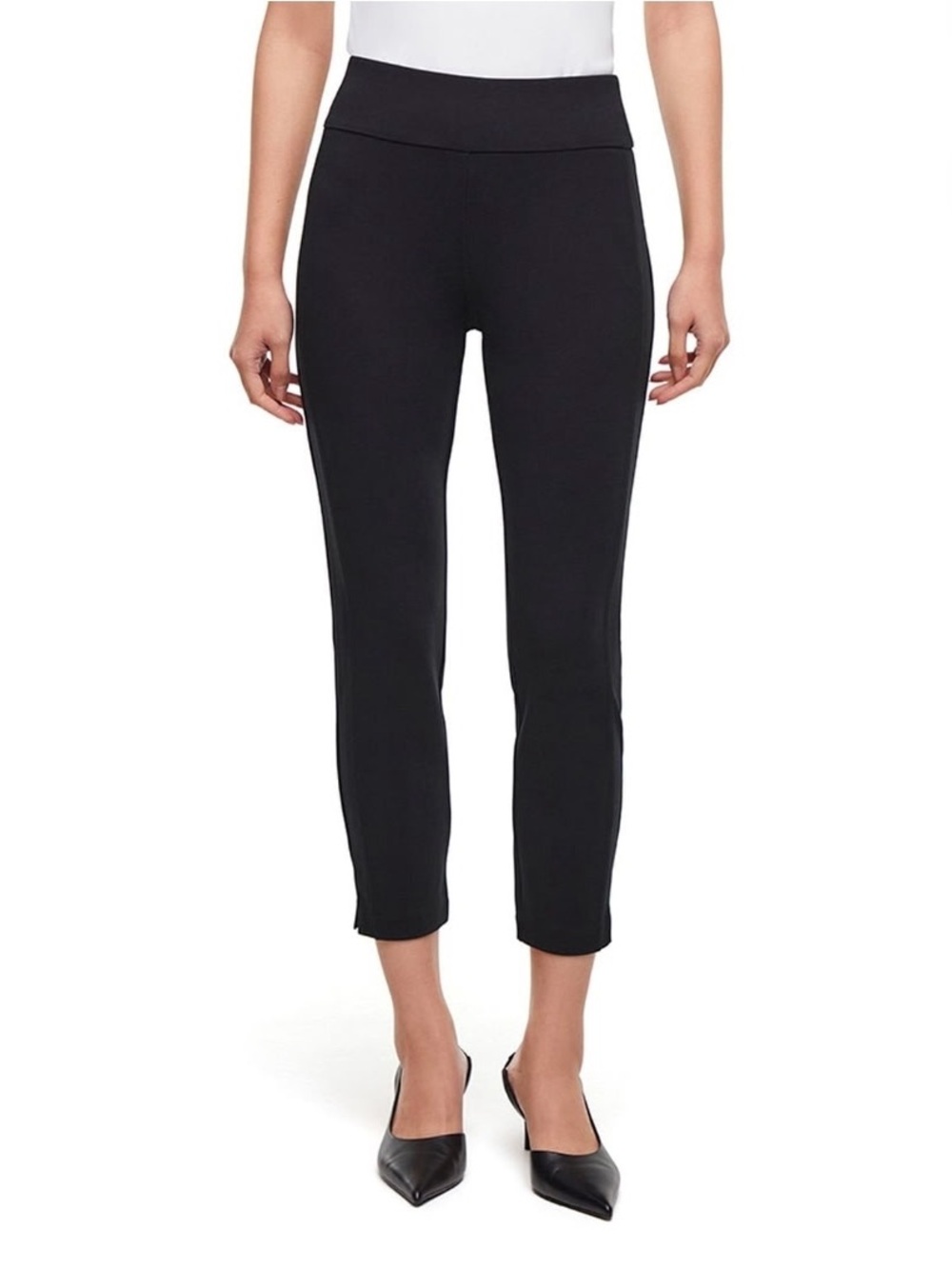 NWT Express Black Ponte Knit Pull-On Ankle Pants XL Stretch Career Workwear